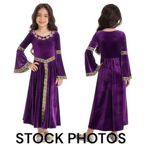 Medieval Princess/Renaissance, Long Bell Sleeve - Purple, Big Girls Size 10